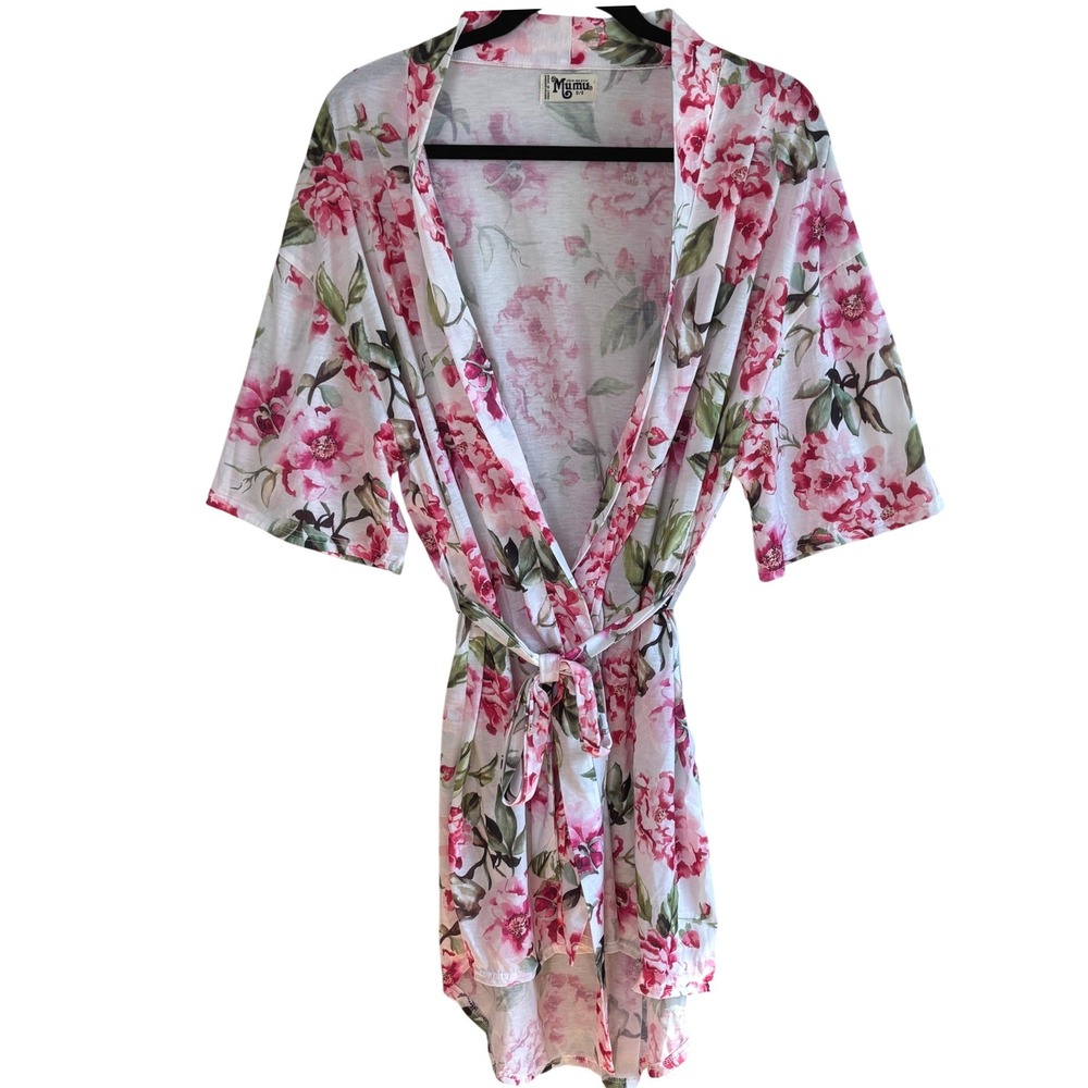 Show Me Your Mumu Pink Floral Robe Short Sleeve Belted Kimono OS